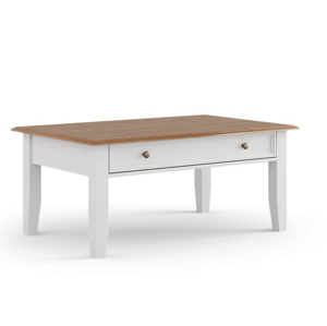Dřevěný konferenční stolek Belluno Elegante, dekor bílá | zlatý dub, masiv, borovice