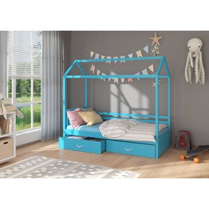 Dětská postel domeček Madge 90x200 cm Modrá