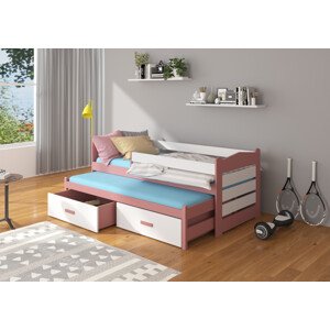 Dětská postel 80x180 cm Zeya se zábranou Růžová/bílá