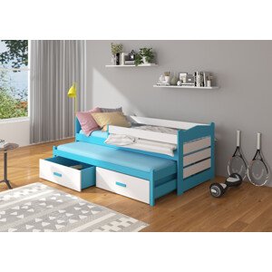 Dětská postel 80x180 cm Zeya se zábranou Modrá/bílá