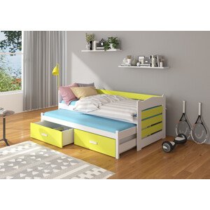 Dětská postel 90x200 cm s přistýlkou Zeya Bílá/žlutá