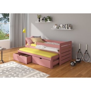 Dětská postel 90x200 cm se zábranou Arie Růžová
