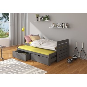 Dětská postel Arie 90x200 cm s přistýlkou Grafitově šedá