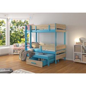 Patrová dětská postel 80x180 cm Bree Modrá/dub sonoma
