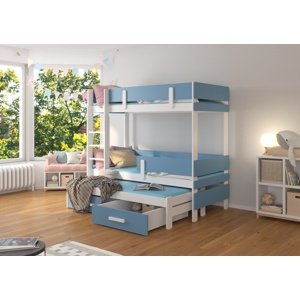 Patrová postel s přistýlkou Bree 90x200 cm Bílá/modrá