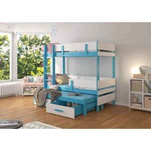 Patrová postel s přistýlkou Bree 90x200 cm Modrá/bílá