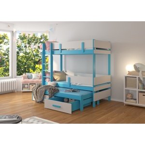 Patrová postel s přistýlkou Bree 90x200 cm Modrá/šedá