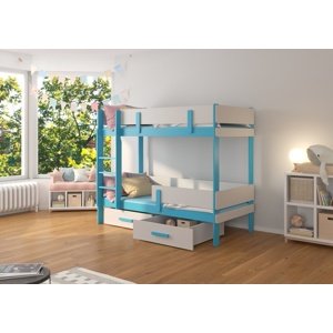 Dvoupatrová postel dětská 80x180 cm Carey Modrá/šedá