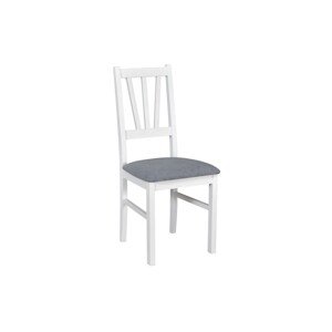 Jídelní čalouněná židle Elvis bílá/látka šedá
