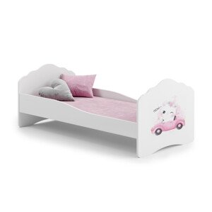Dětská postel s matrací CASIMO CAT IN A CAR 140x70