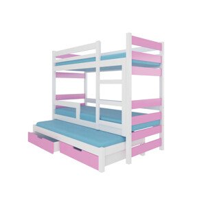Patrová postel pro tři děti s matrací KARLO