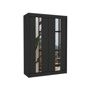 Šatní skříň s posuvnými dveřmi a zrcadlem BALTON černá 2 Ne 10