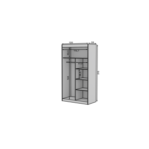 Šatní skříň s posuvnými dveřmi a zrcadlem ESTI 2 Ne antracitová 4