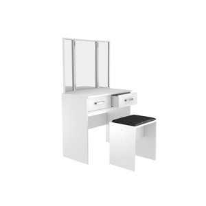 Toaletní stolek s taburetem Camis Alaska bílá sedák černý