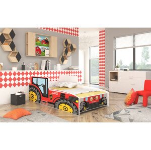 Dětská postel Traktor červený spací plocha 140x70 cm červená