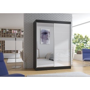 Moderní  skříň se zrcadlem 150 cm Sintra Černá/bílá