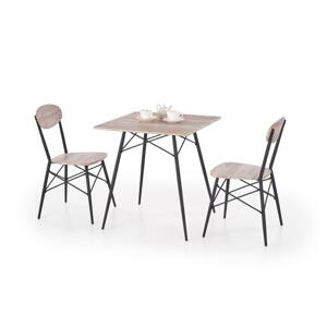 HALMAR, KABIR jídelní sestava - stůl +2x židle, dekor san remo/černá