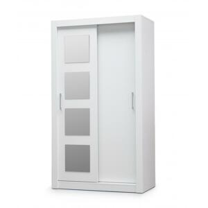 MEBLAR, TIMEA 120 malá šatní skříň se zrcadlem a posuvnými dveřmi, bílá