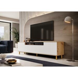 PKM, FREZIA TV stolek, bílý/dub artisan, 42x200x40 cm