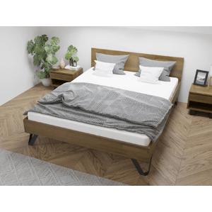 Dubová postel Tero Classic 140x200 cm, dub-tmavý, masiv