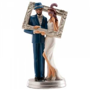 Svatební figurka na dort 18cm v rámu obrazu - Dekora