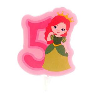 Svíčka na dort číslice pět princezna 7cm - Dekora